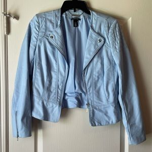 White House Black Market Faux Leather Blue Jacket
